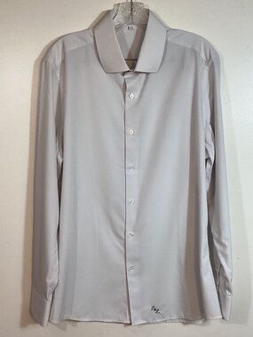 State & Liberty Mens Dress Shirt Sz Large Long Sleeve Stretch Silver Grey